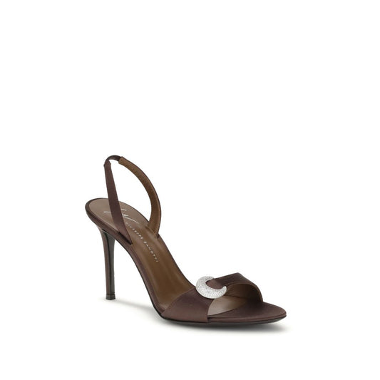 Brown Silk Stiletto Heel Sandals Shoes Giuseppe Zanotti