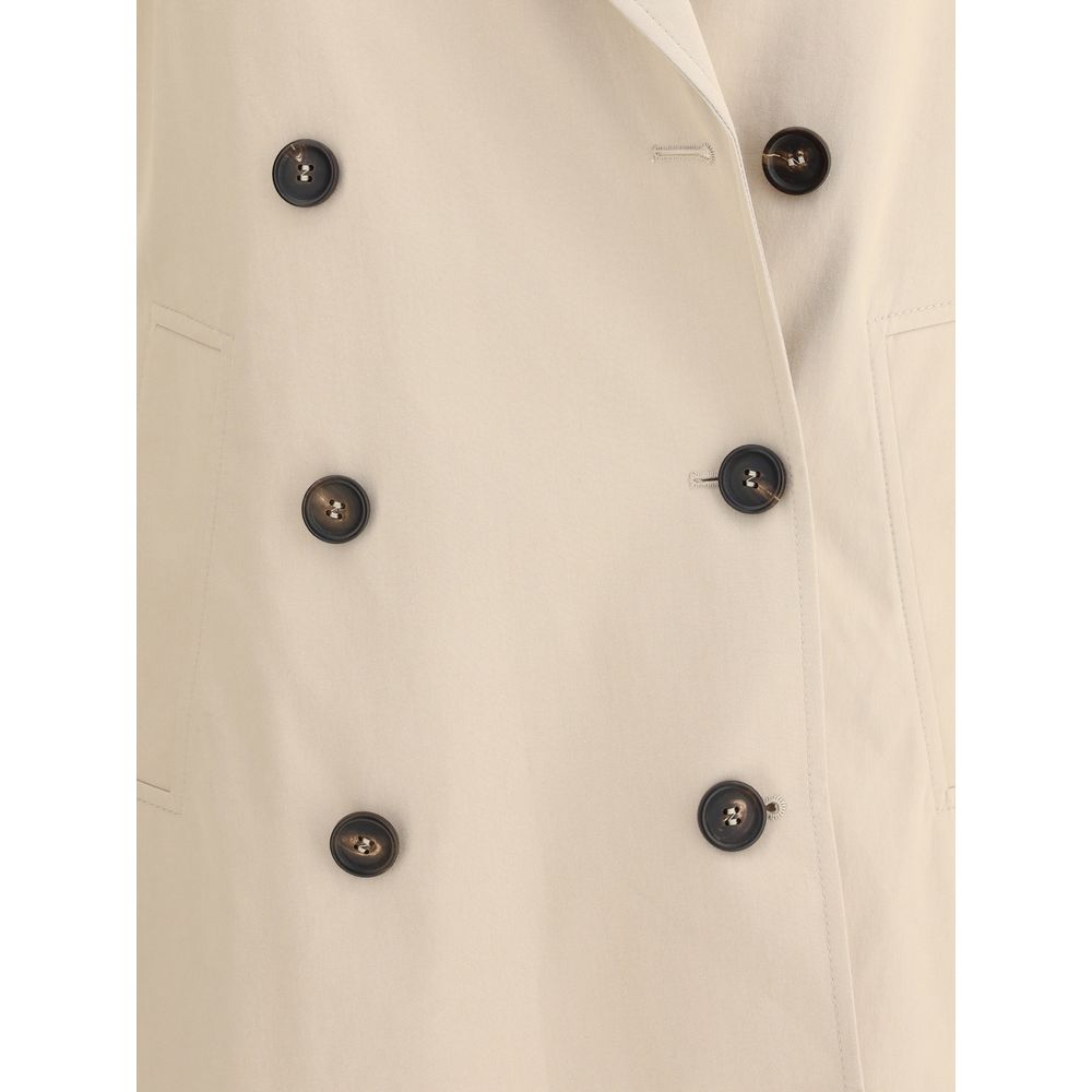 Beige Cotton Coat Coats Brunello Cucinelli