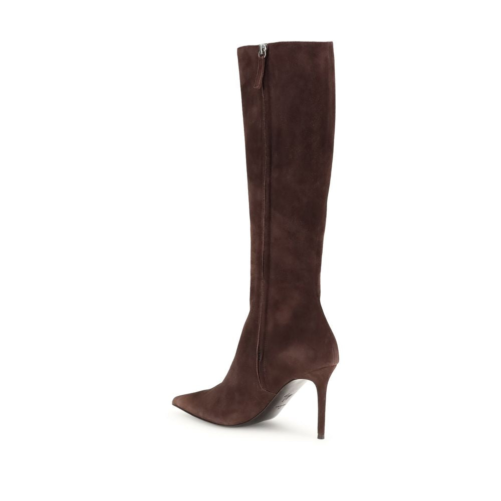 Brown Leather High Heel Boots Shoes Giuseppe Zanotti