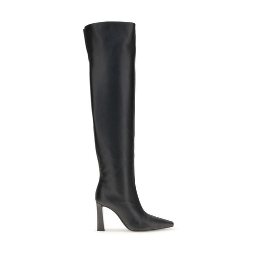 Black Leather Over The Knee Shoes Giuseppe Zanotti