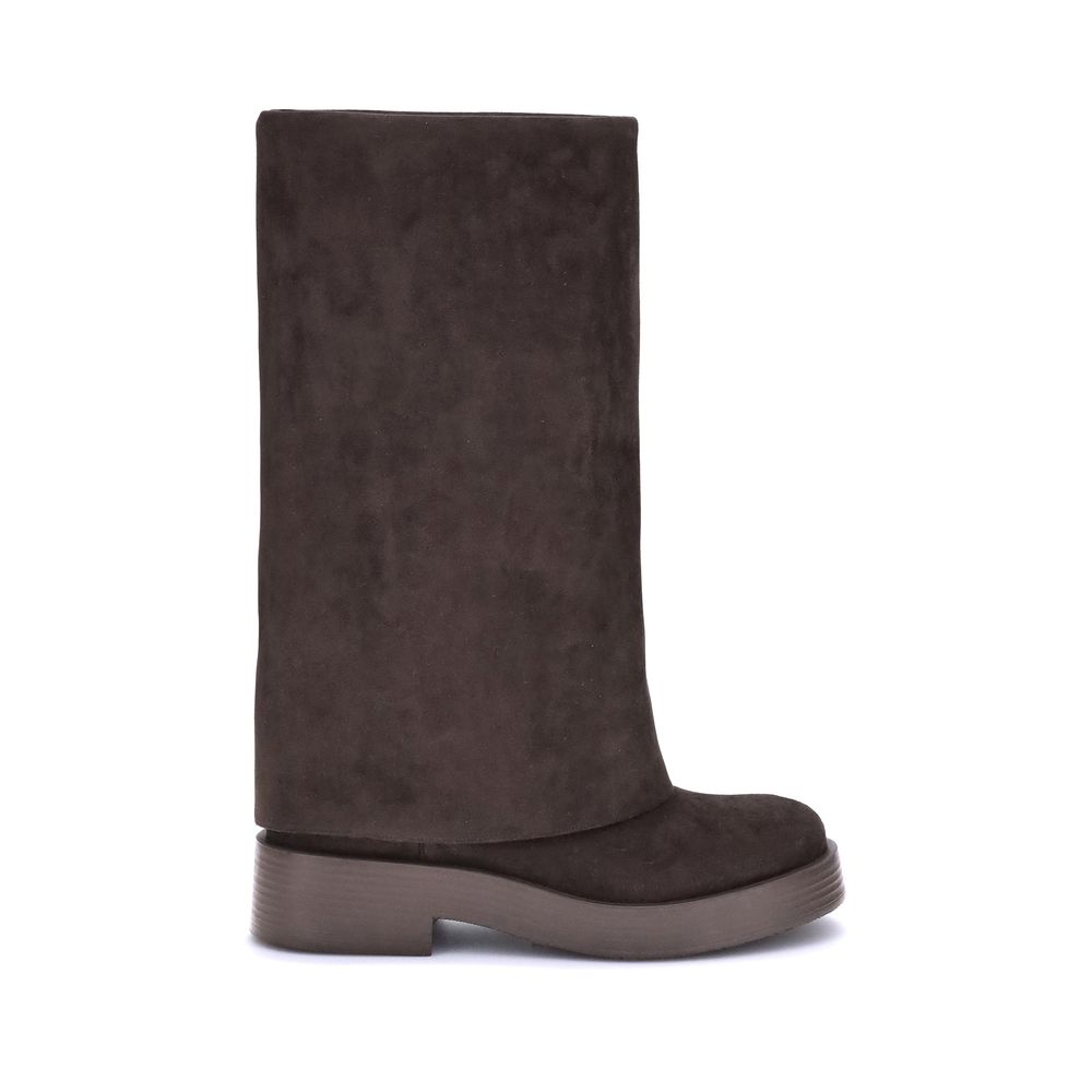 Brown Polyester Flat Boots Shoes Casadei