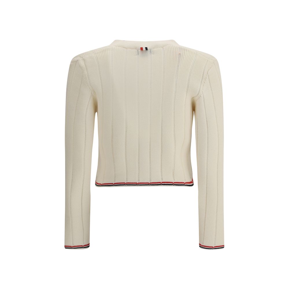 Cream Fleece Wool Cardigan Knitwear Thom Browne