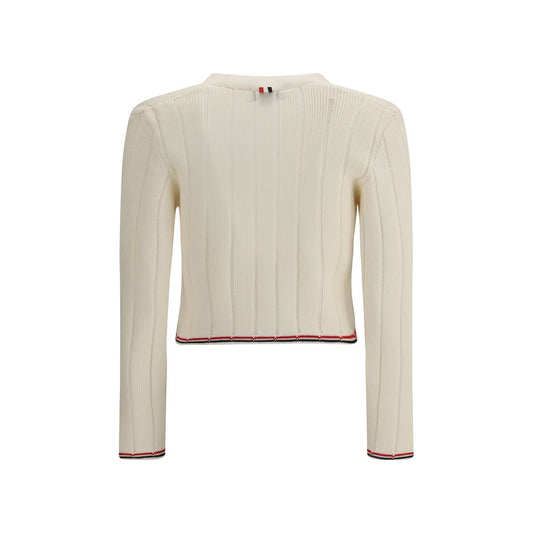 Cream Fleece Wool Cardigan Knitwear Thom Browne