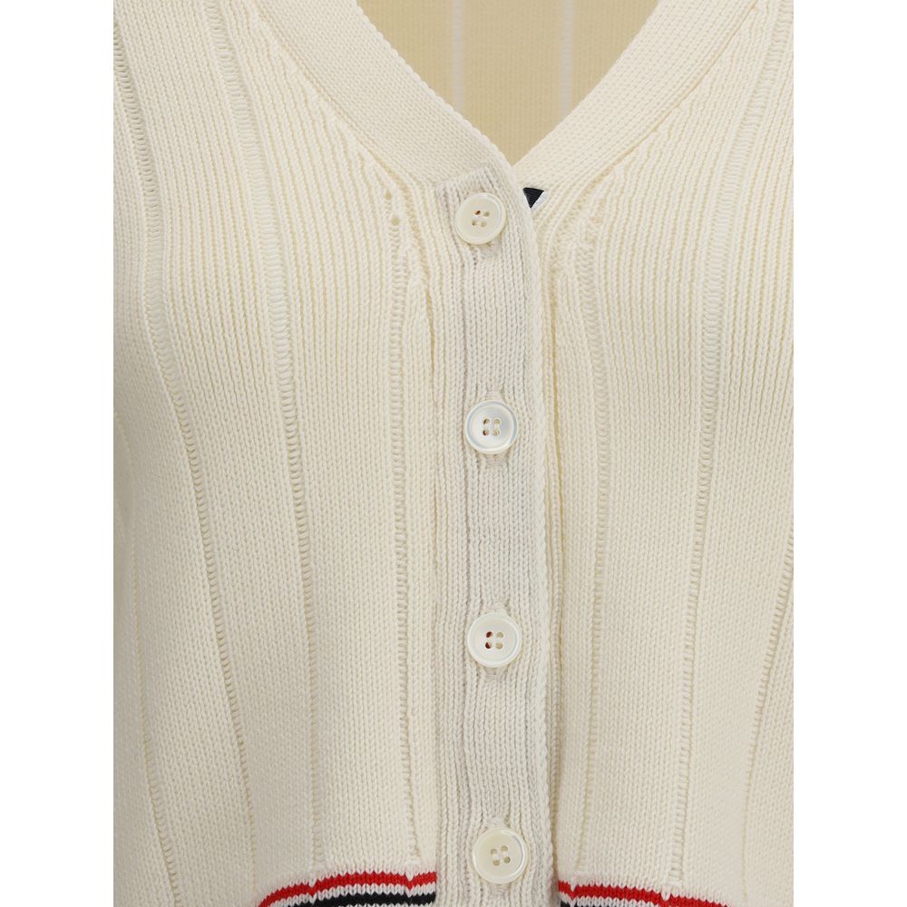 Cream Fleece Wool Cardigan Knitwear Thom Browne