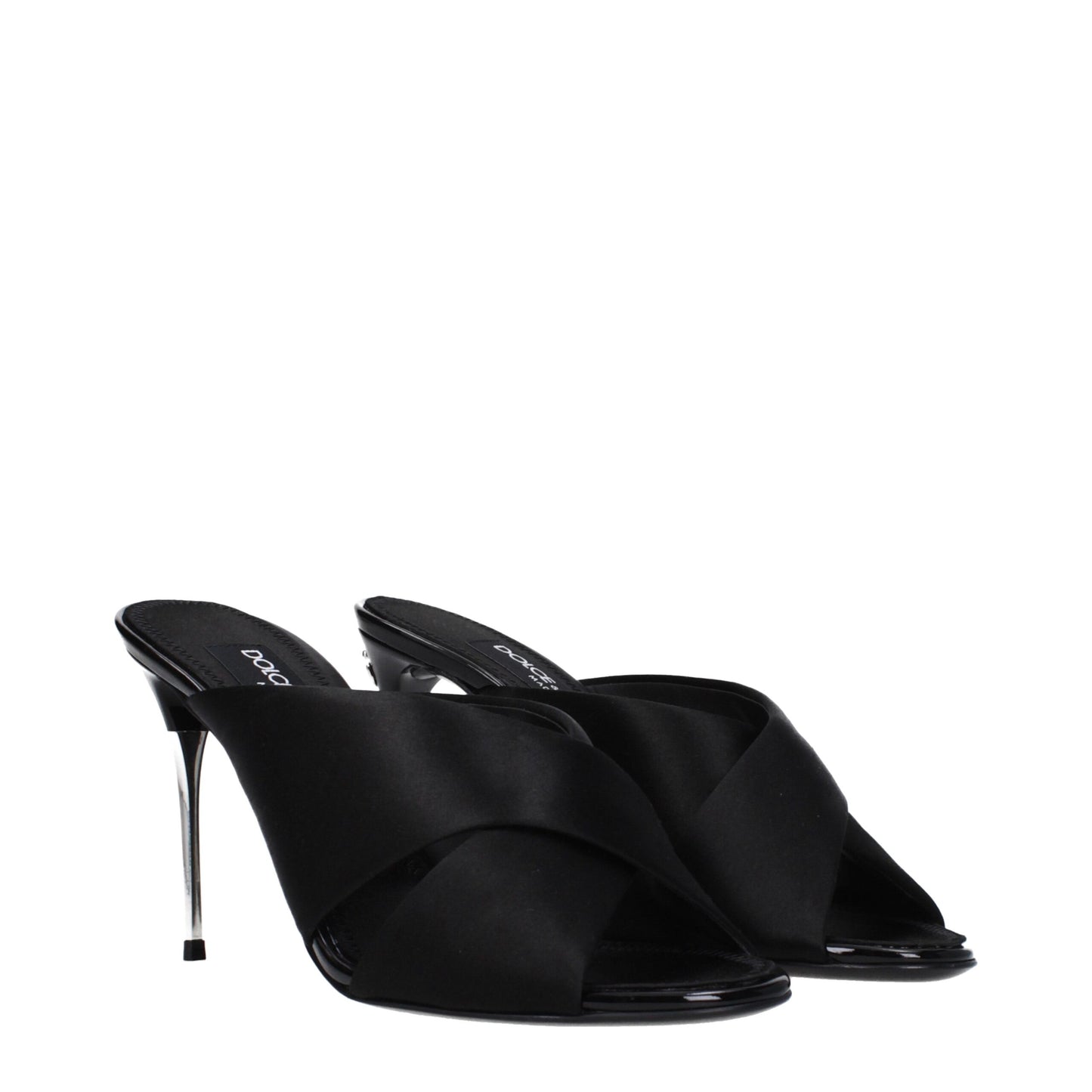 Black Satin Stiletto Heel Sandals Shoes Dolce & Gabbana