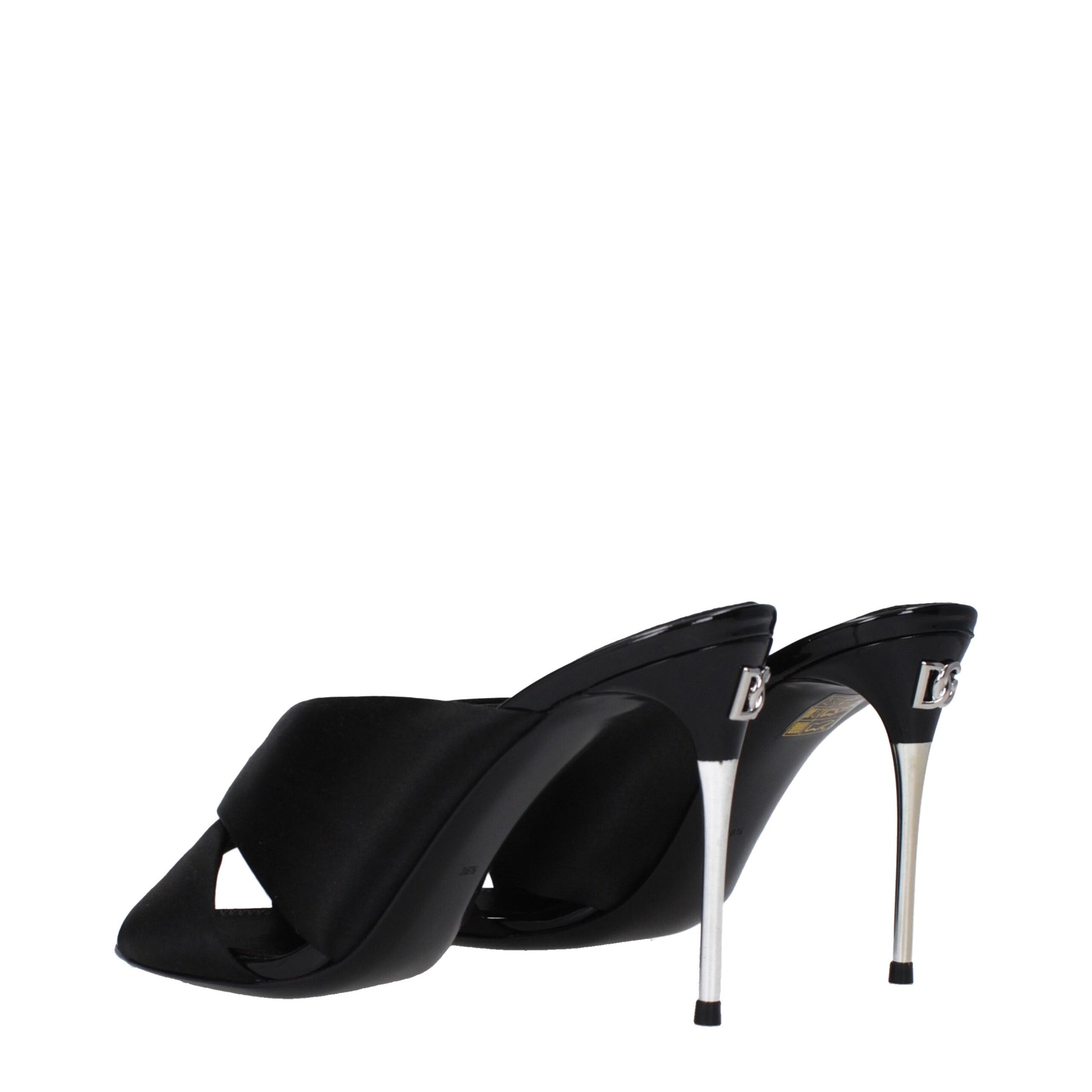 Black Satin Stiletto Heel Sandals Shoes Dolce & Gabbana