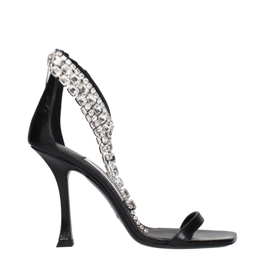Black Leather Stiletto Heel Sandals Shoes Jimmy Choo