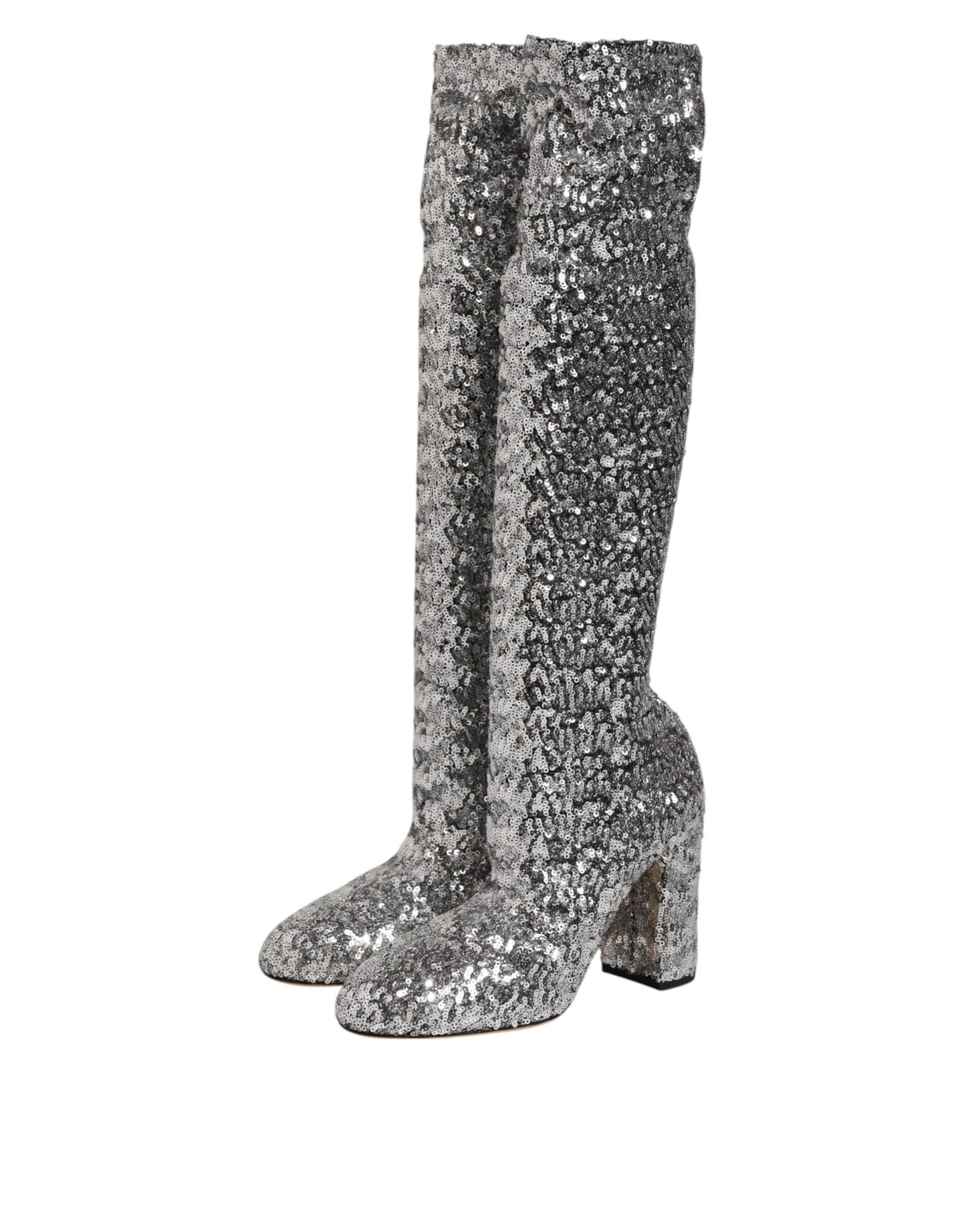 Shoes Silver Sequins Glitter High Heel Boot Shoes Shoes Dolce & Gabbana