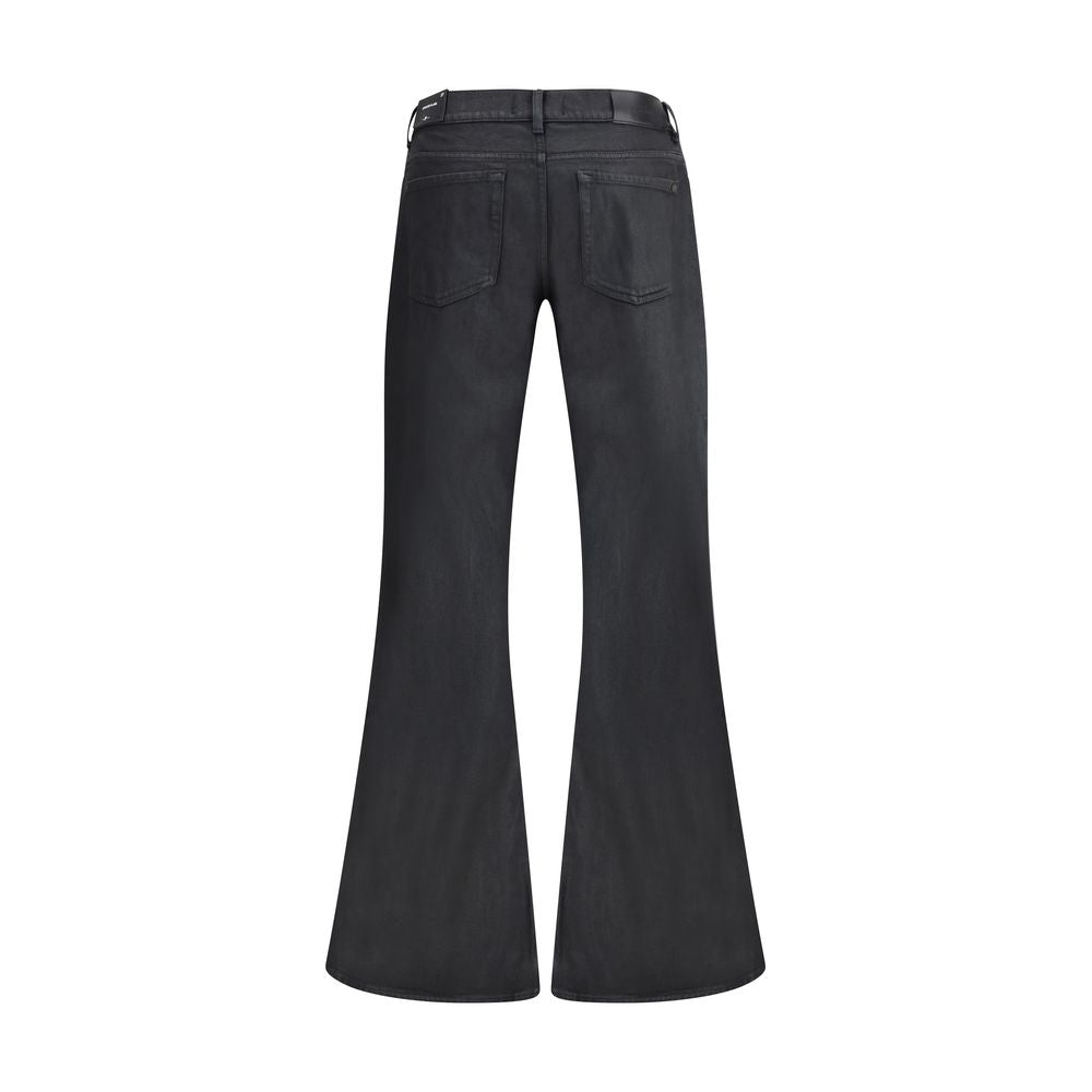 Black Cotton Flared Jeans Pants 7FOR