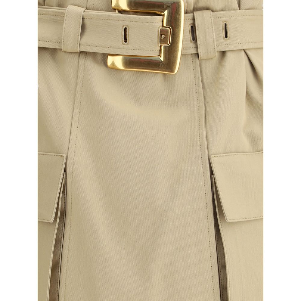 Beige Cotton Mini Skirt Skirts Balmain