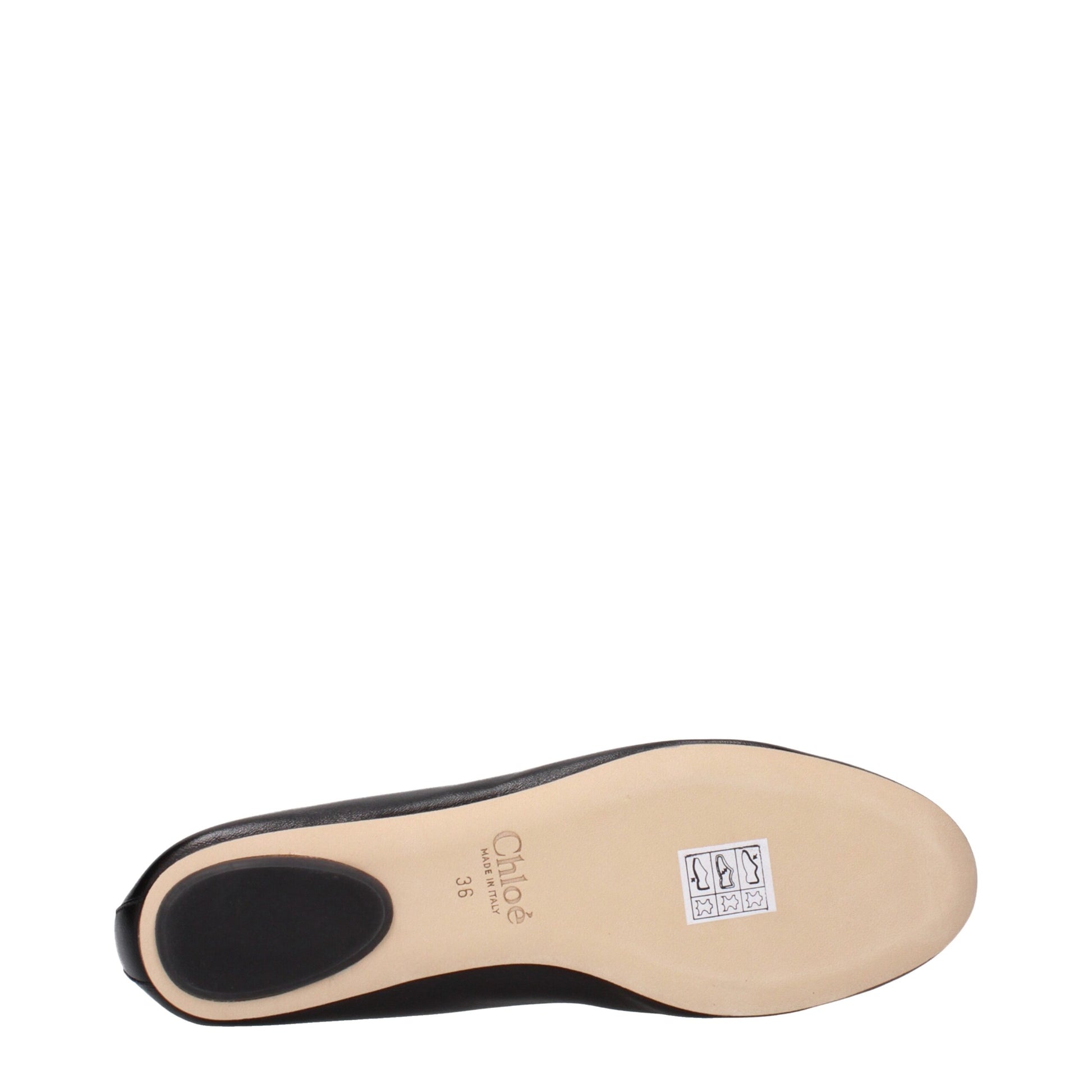 Black Leather Ballet Flats Shoes Chloé