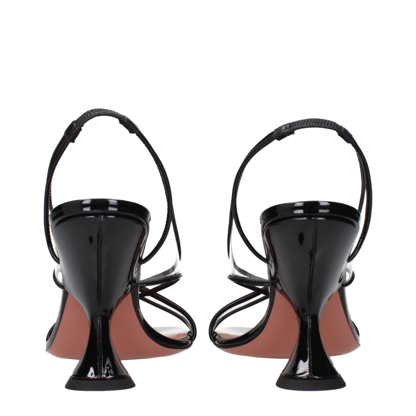 Black Leather Stiletto Heel Sandals Shoes Amina Muaddi
