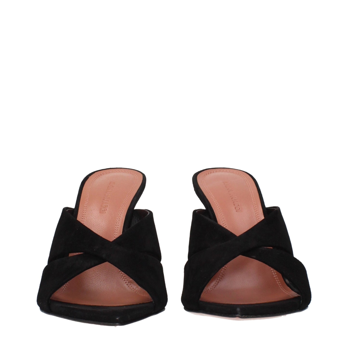 Black Leather Stiletto Heel Sandals Shoes Amina Muaddi