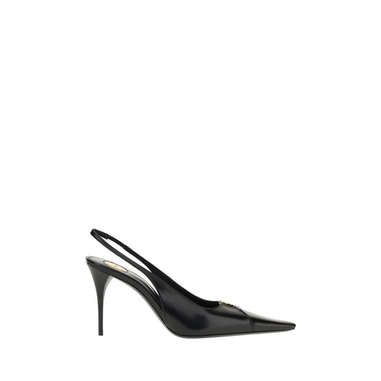 Black Calf Leather Bos Taurus High Heel Pumps Shoes Saint Laurent