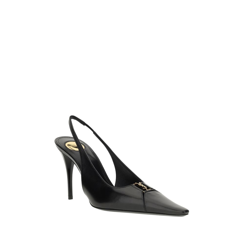 Black Calf Leather Bos Taurus High Heel Pumps Shoes Saint Laurent