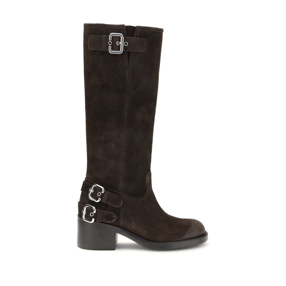 Brown Calf Leather Bos Taurus Lace-Up Boots Chloé