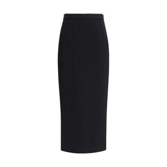 Black Fleece Wool Long Skirt Skirts Dolce & Gabbana
