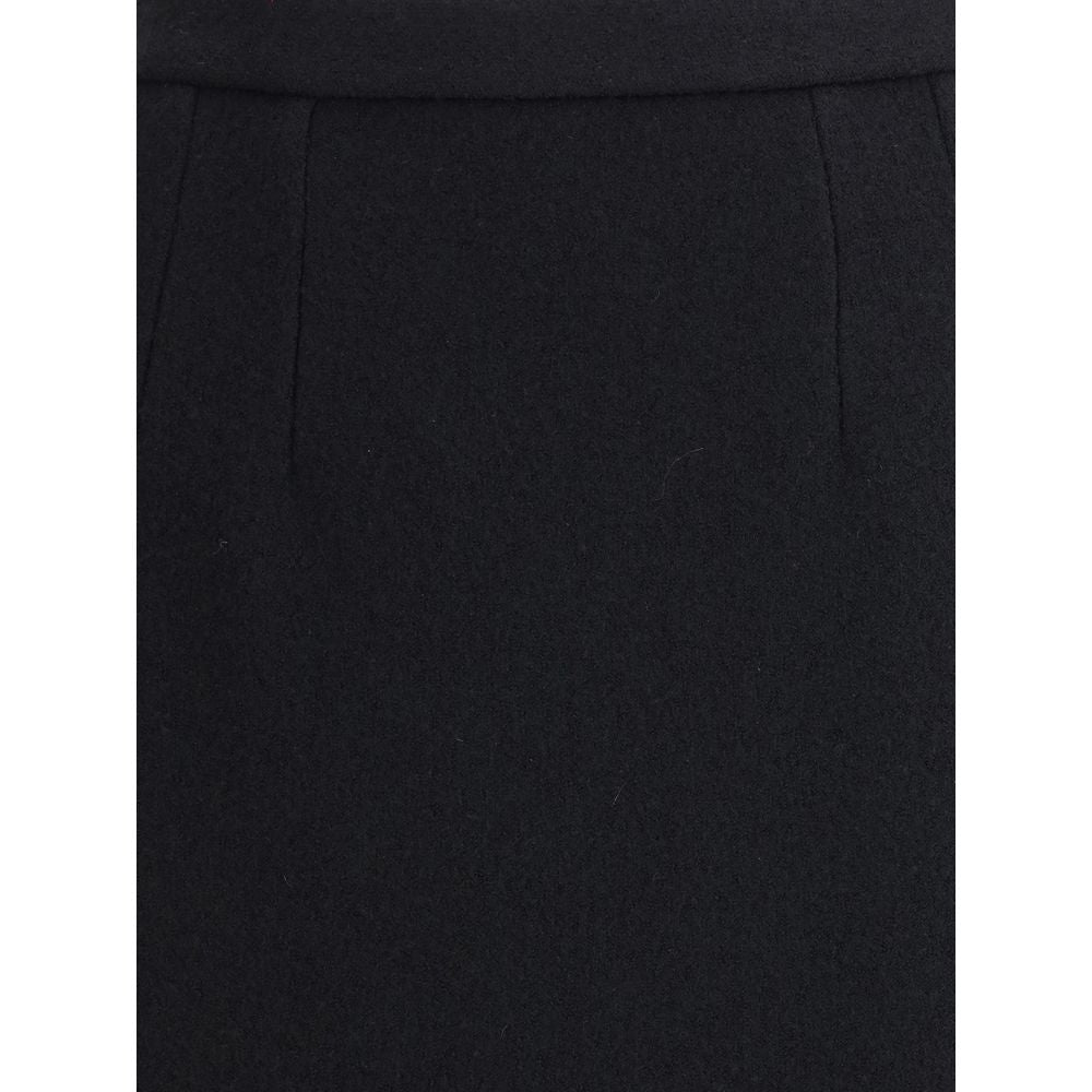 Black Fleece Wool Long Skirt Skirts Dolce & Gabbana