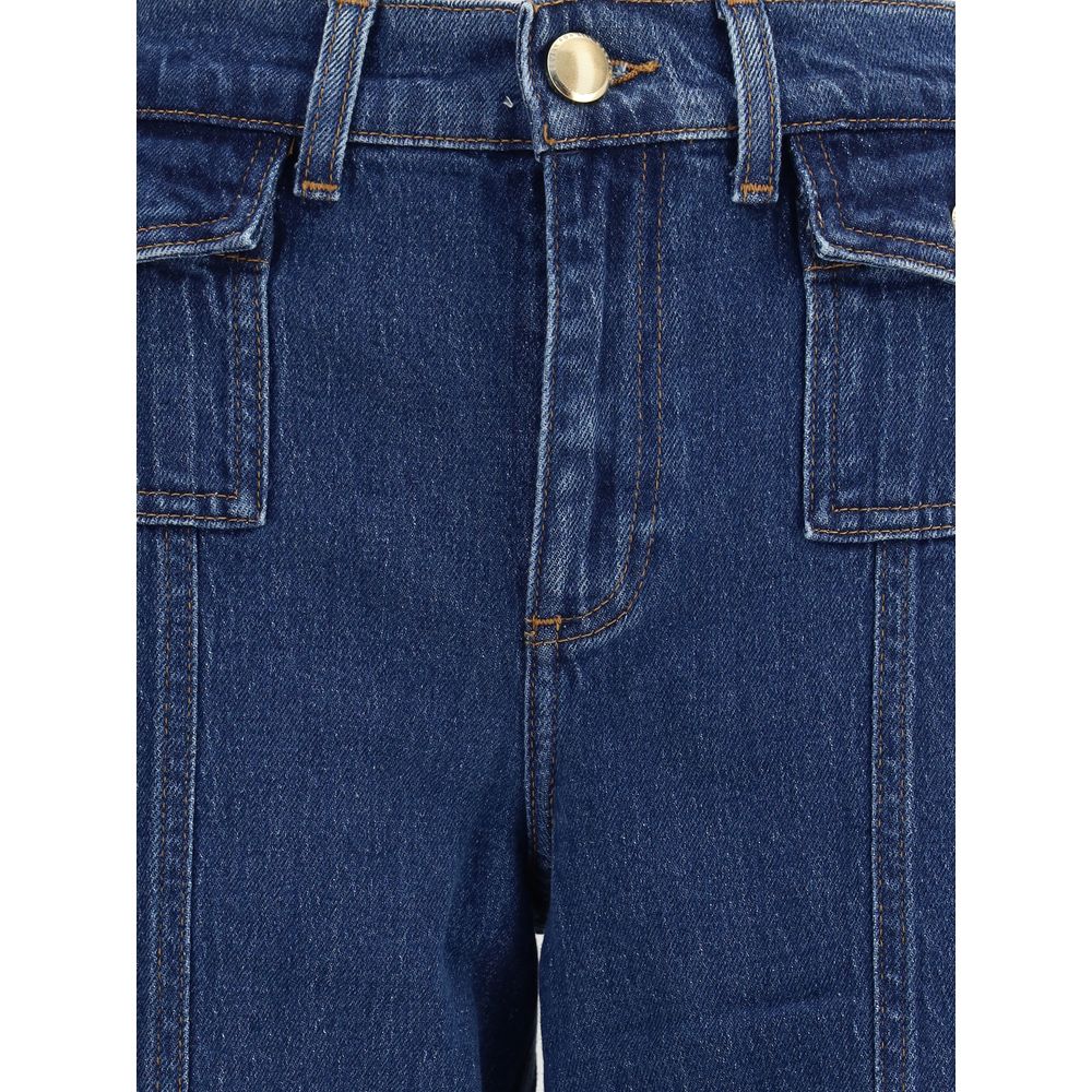 Blue Cotton High-Waisted Jean Pants 7FOR