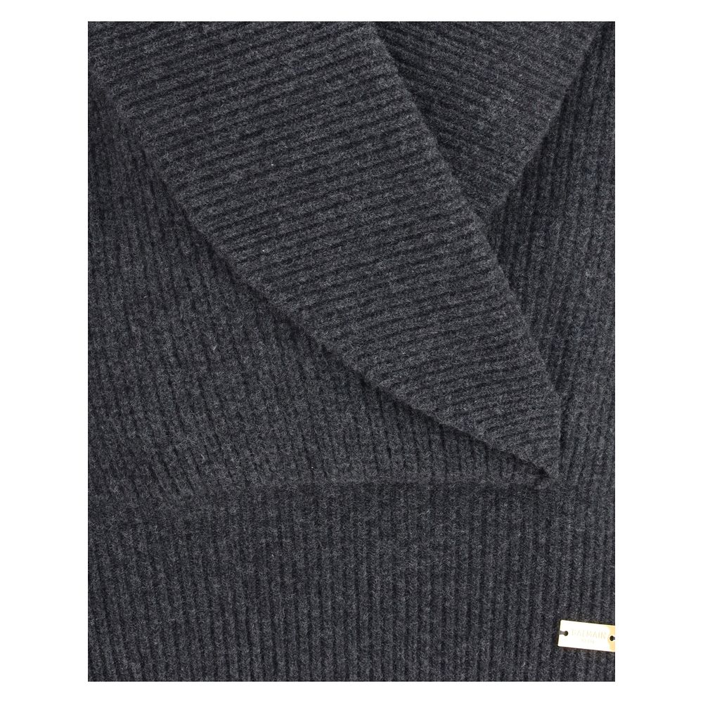 Gray Wool Sweatshirt Knitwear Balmain