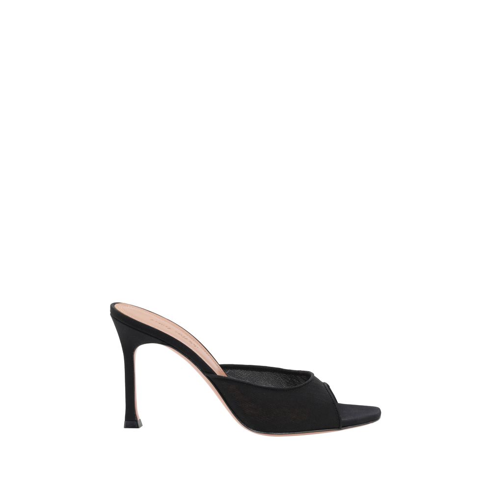 Black Fabric Stiletto Heel Sandals Shoes Amina Muaddi
