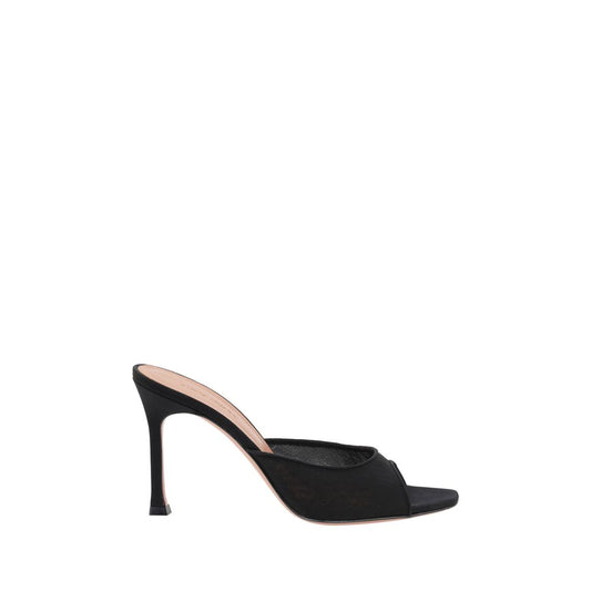 Black Fabric Stiletto Heel Sandals Shoes Amina Muaddi