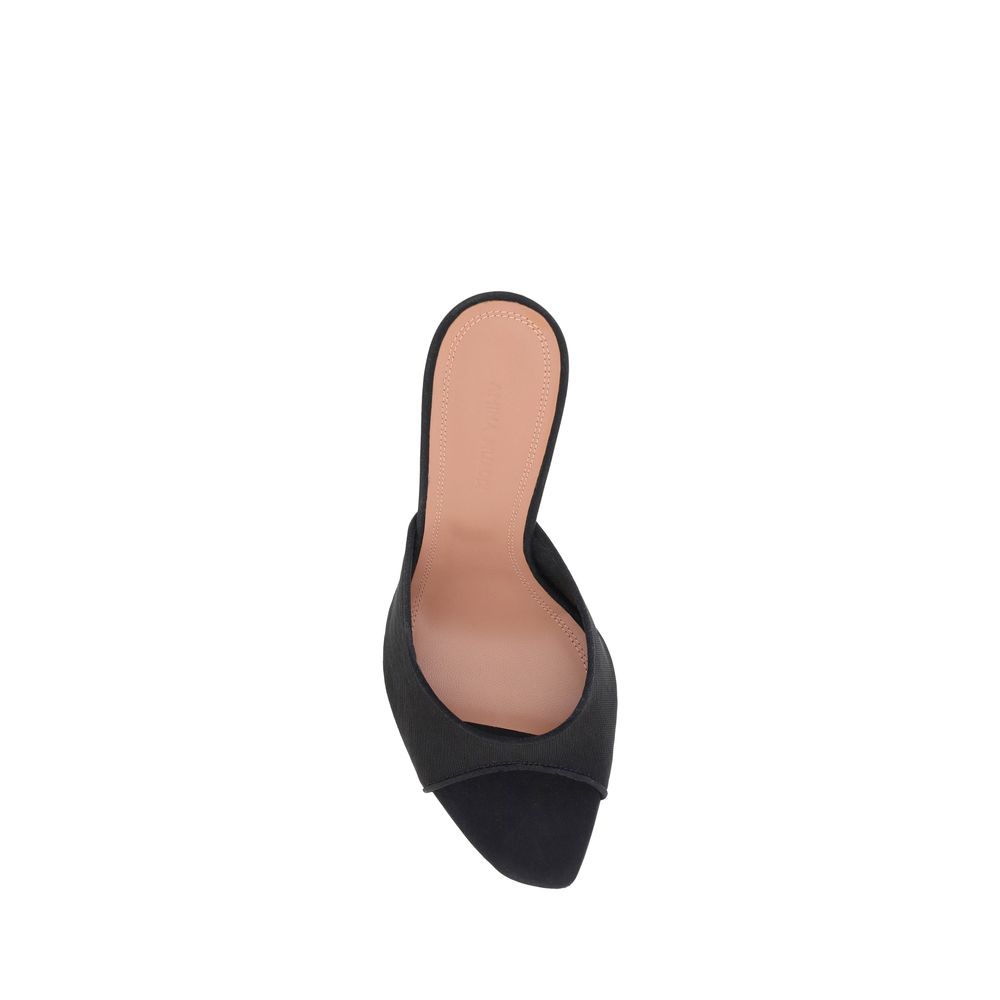 Black Fabric Stiletto Heel Sandals Shoes Amina Muaddi