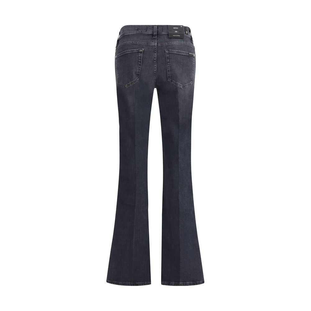 Black Cotton Bootcut Jeans Pants 7FOR