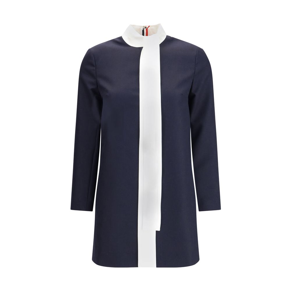 Blue Fleece Wool Casual Dress Thom Browne