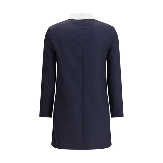 Blue Fleece Wool Casual Dress Thom Browne