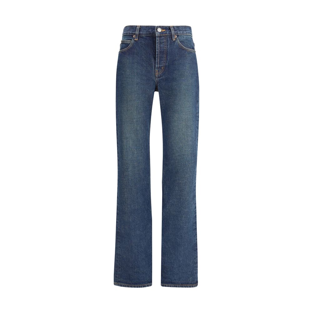 Blue Cotton Straight-Leg Jeans Pants Saint Laurent
