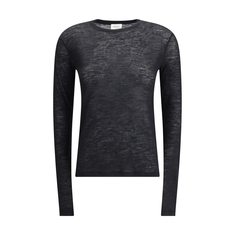 Black Cashmere Long Sleeve T-Shirt Saint Laurent