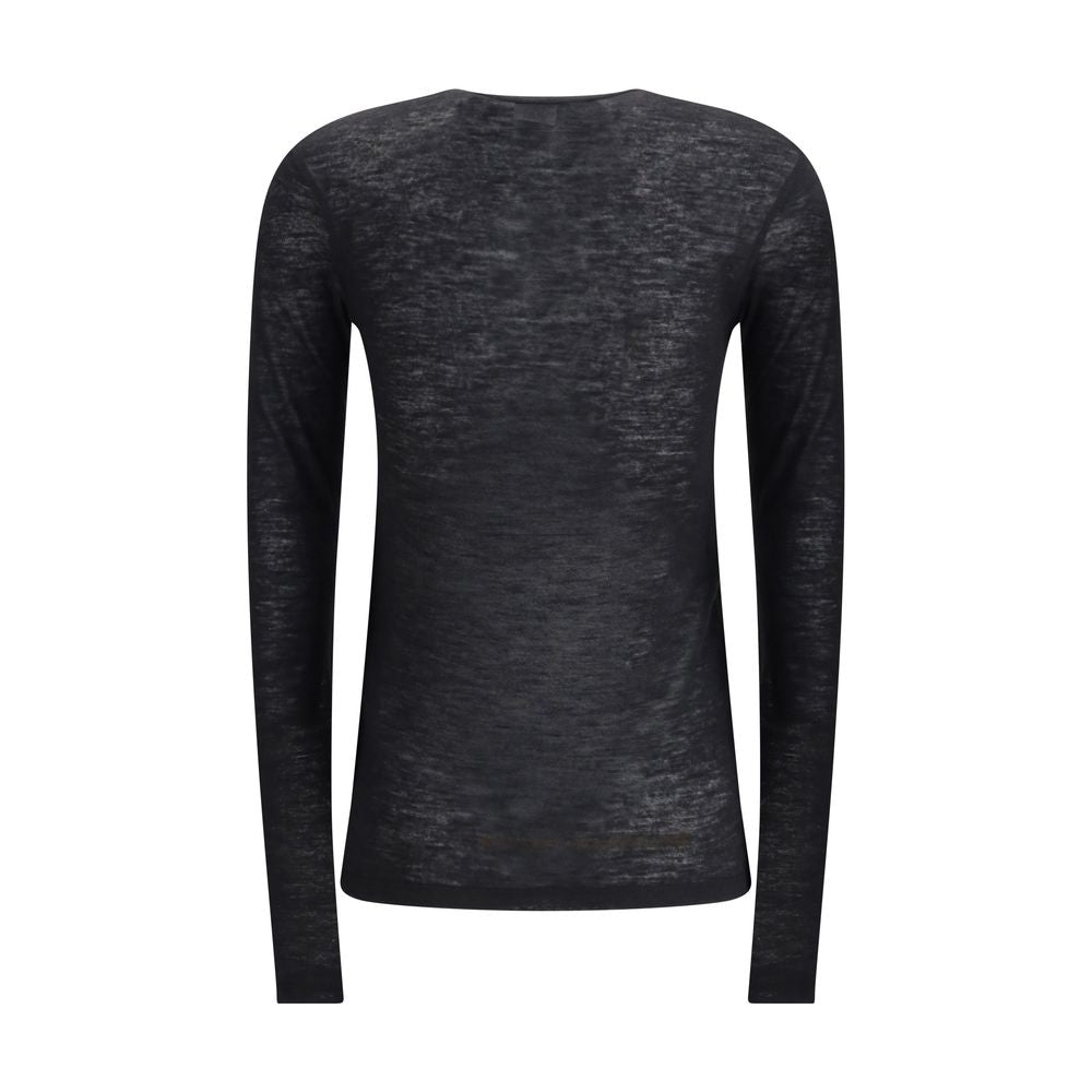 Black Cashmere Long Sleeve T-Shirt Saint Laurent