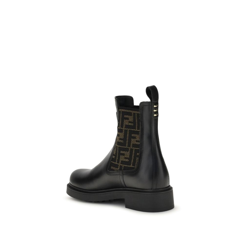FF leather and fabric Ankle Boots Shoes Fendi
