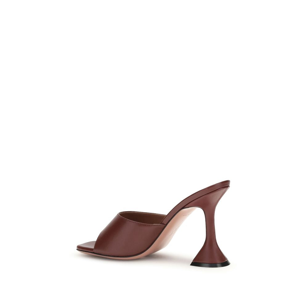 Brown Calf Leather Bos Taurus Stiletto Heel Sandals Shoes Amina Muaddi