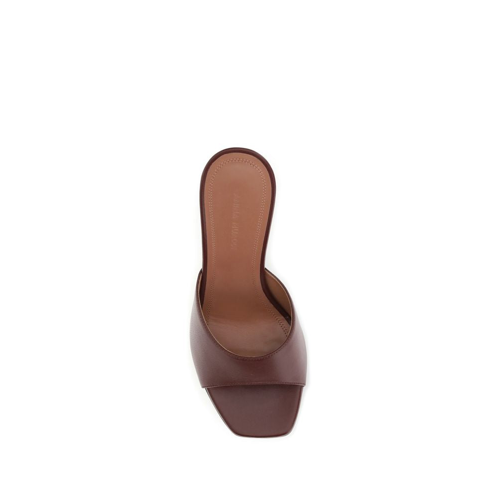 Brown Calf Leather Bos Taurus Stiletto Heel Sandals Shoes Amina Muaddi