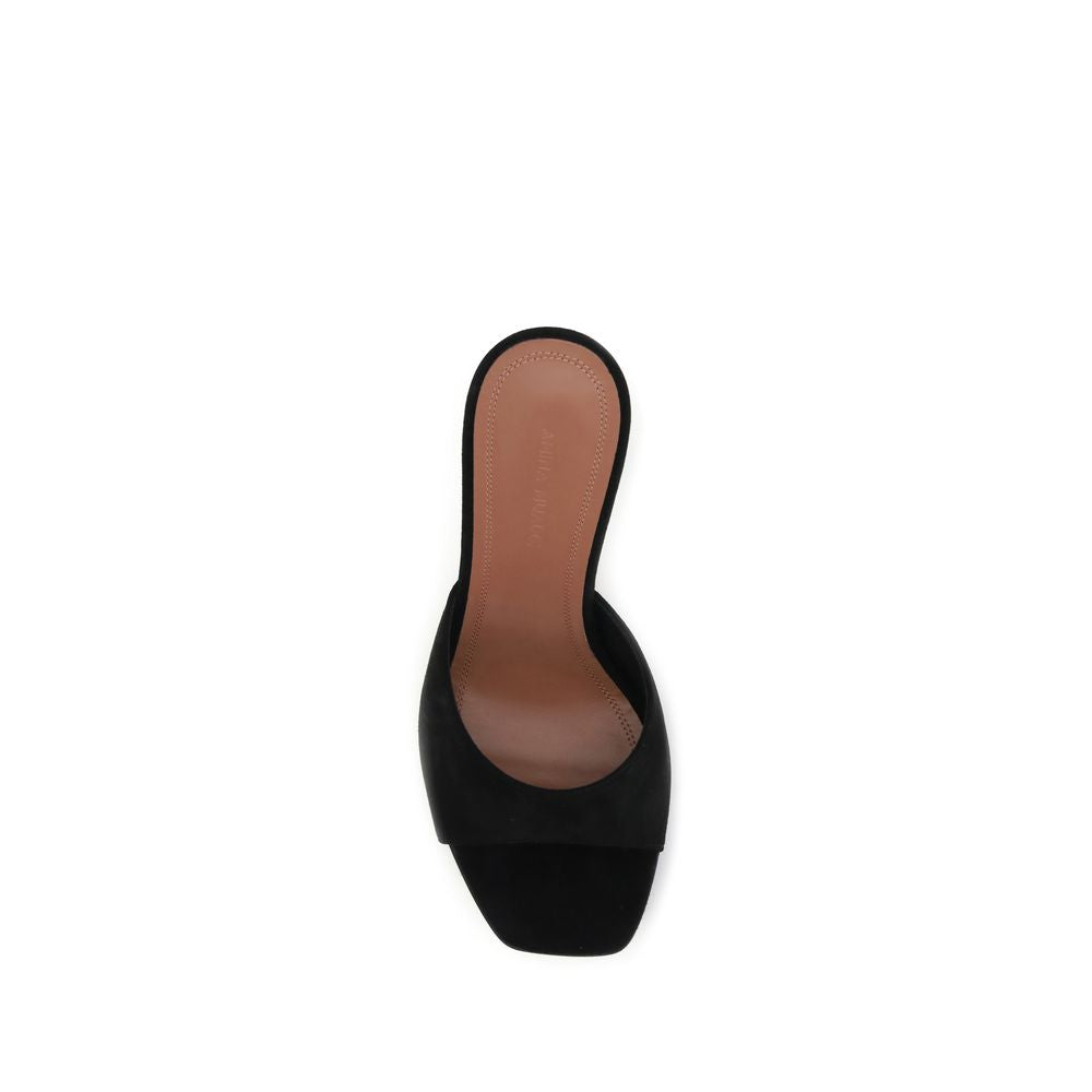 Black Calf Leather Bos Taurus Stiletto Heel Sandals Shoes Amina Muaddi