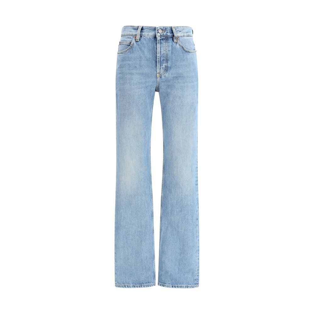 Light Blue Cotton Straight-Leg Jeans Pants Saint Laurent
