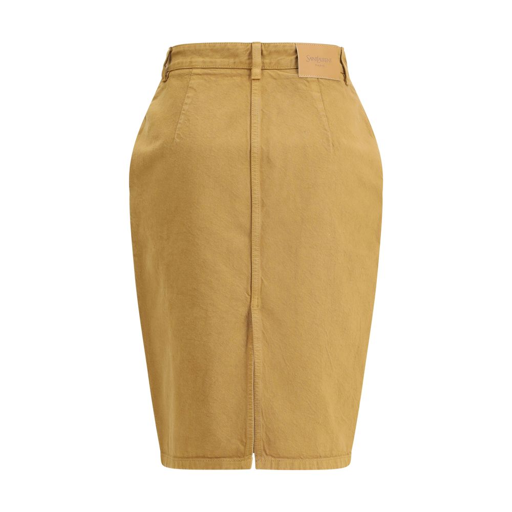 Beige Denim Skirt Skirts Saint Laurent