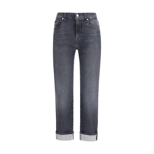 Black Cotton Relaxed Fit Jeans Pants 7FOR