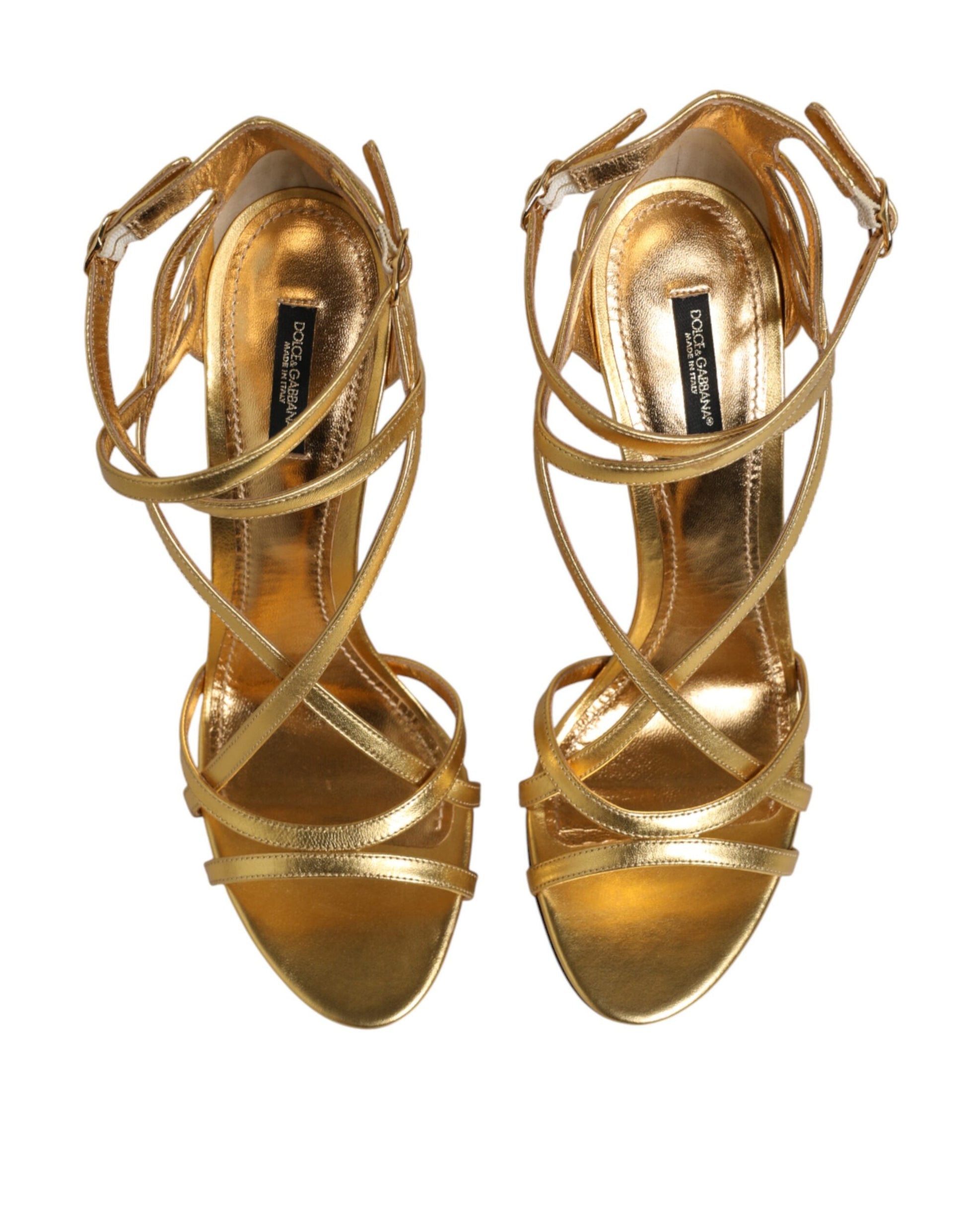 Gold Leather Keira Heels Sandals Shoes Shoes Dolce & Gabbana