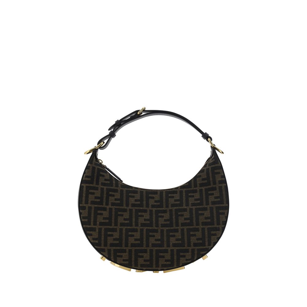 Brown Fabric Shoulder Bag Bags Fendi