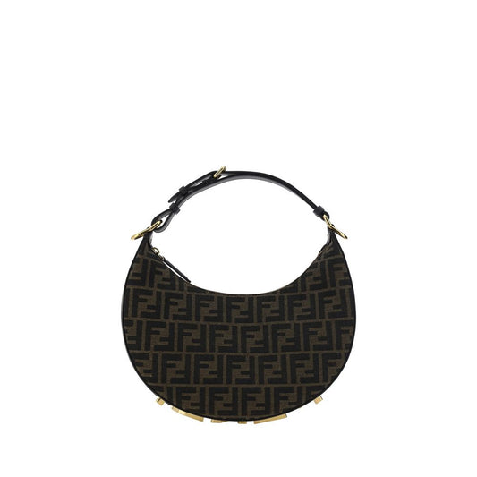 Brown Fabric Shoulder Bag Bags Fendi