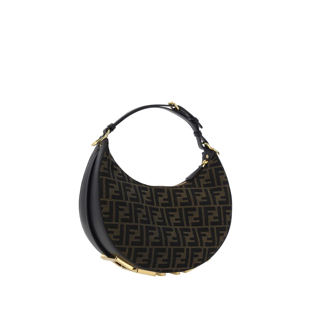Brown Fabric Shoulder Bag Bags Fendi