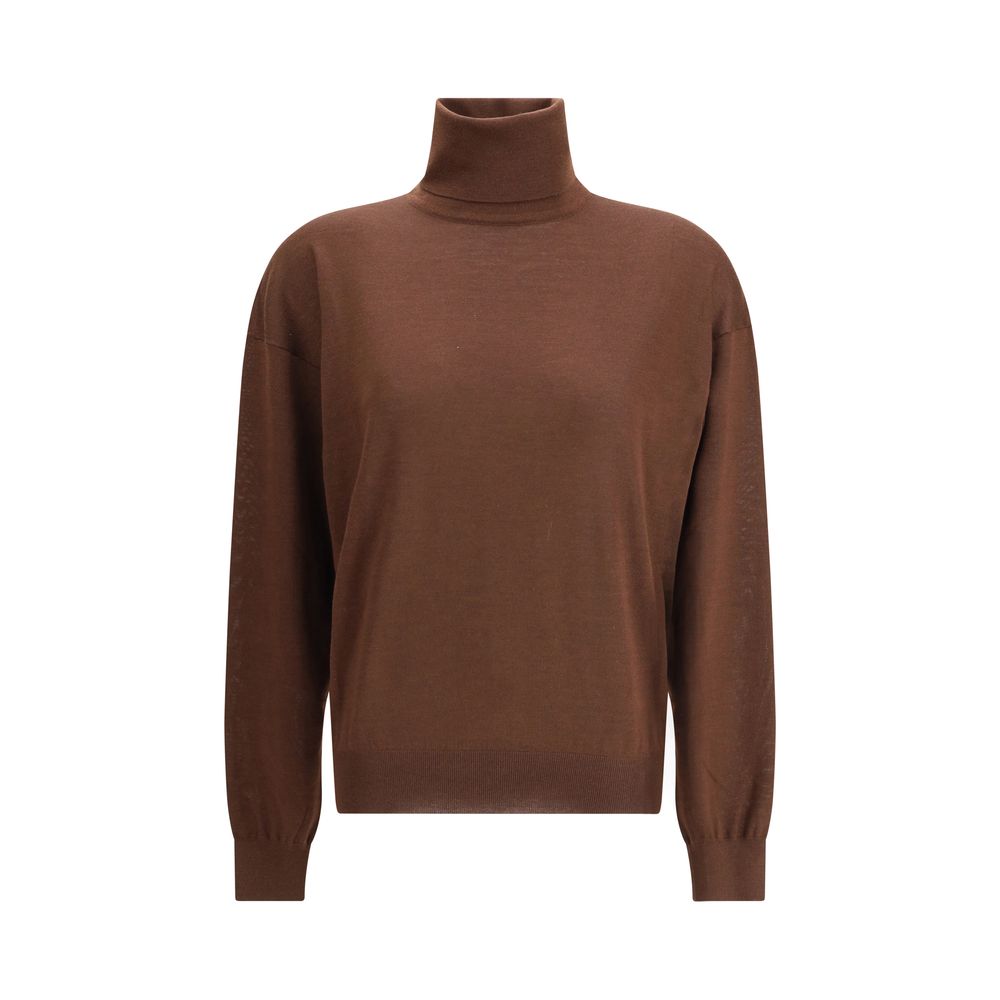 Brown Cashmere Turtleneck Knitwear Saint Laurent