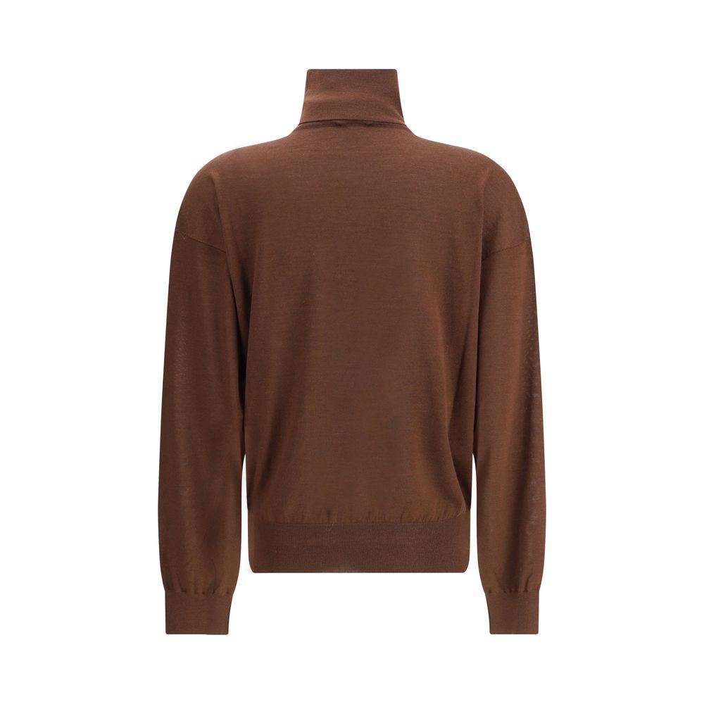 Brown Cashmere Turtleneck Knitwear Saint Laurent