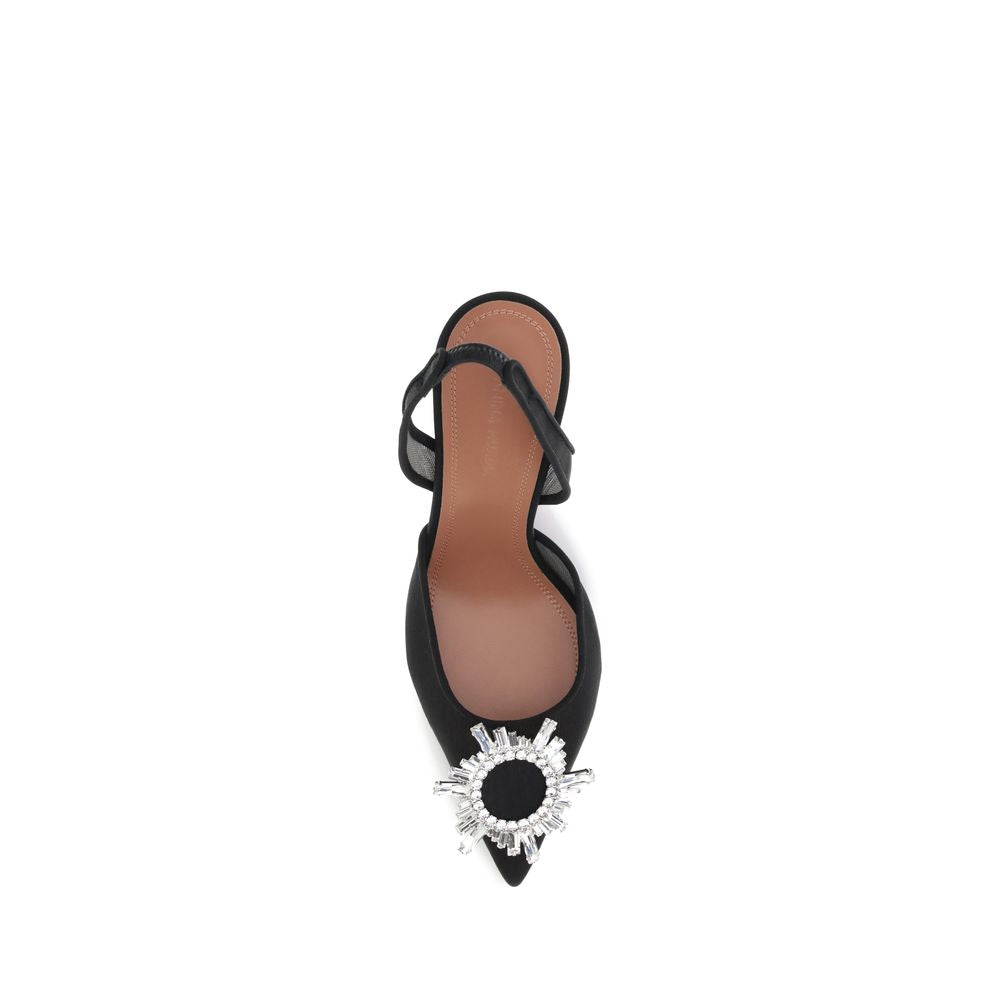 Black Polyester High Heel Pumps Shoes Amina Muaddi