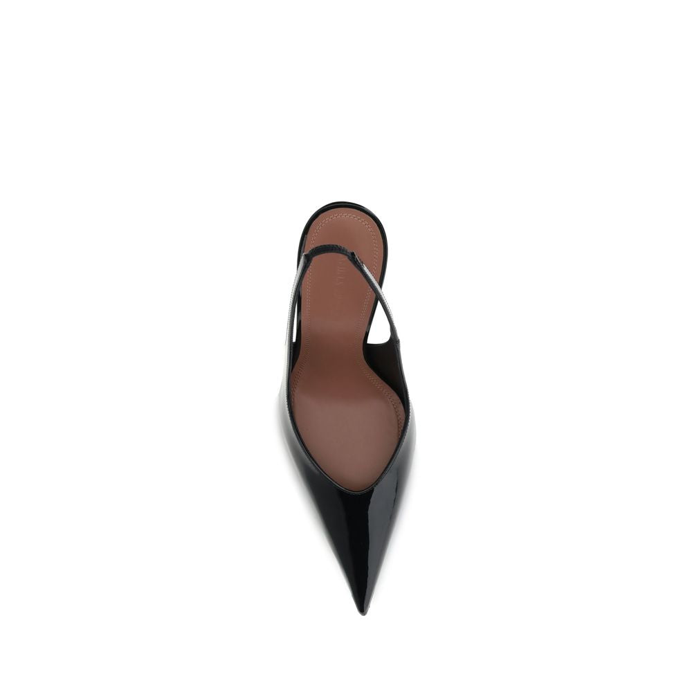 Black Leather Pumps Shoes Amina Muaddi