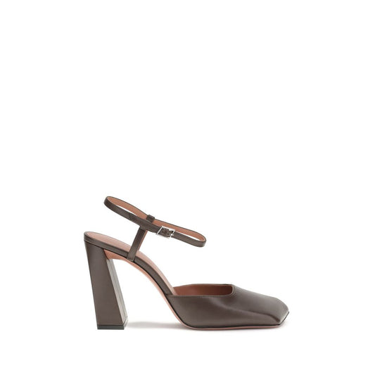 Gray Calf Leather Bos Taurus High Heel Pumps Shoes Amina Muaddi