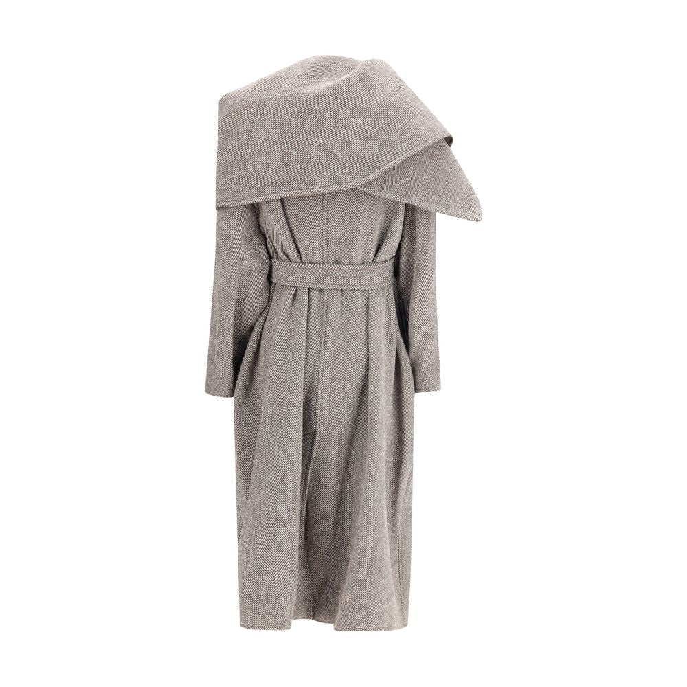 Brown Fleece Wool Coat Ferragamo